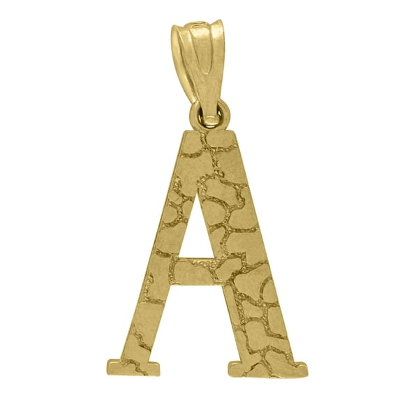 10K Yellow Gold Unisex Nugget Ore Initial Charms Small Pendants | A