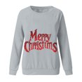 thumbnail image 4 of QTBIUQ Womens Christmas Printed Fashionable Loose Casual Long Sleeved Top Regular Sleeve Hooded Sweatshirt Gray, 4 of 5