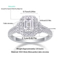 thumbnail image 2 of Exquisite 1 Carat Women's Moissanite Rings Emerald Cut D Color VVS1 925 Sterling Silver Lab Created Diamond Wedding Bands Ideal Choice for Couple Parties Date Travel, 2 of 7