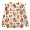 thumbnail image 6 of Yuyamidu Toddler Girls Cute Capybara Sweatshirt Size 2-3t Casual Lightweight Pullover Sweatshirts Ruffle Long Sleeve Tops, 6 of 8