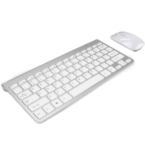 AnthroDesk Wireless Keyboard/Mouse Combo, Silver & White