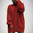 thumbnail image 2 of Robe Formelle Femme Col Roulé Ample Manches Longues Robe Chandail Grande Taille Tunique Chandail Tricot Robes d'Automne Robe de Maison S-80 Bordeaux TG, 2 of 6