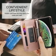 thumbnail image 6 of Allytechgroup Wallet Case for Apple iPhone X/ iPhone XS, 9 Cards Holder + Zipper Pocket + Hand Wrist Shockproof Stand Flip Cover RFID Blocking Phone Case for Women Men, Pink, 6 of 7