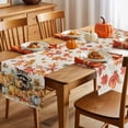 thumbnail image 5 of Fall Table Runner Thanksgiving Pumpkin Raccoon Table Runners Sunflower Maple Leaf Orange Plaid Linen Cotton Linen Dresser Scarf Kitchen Dining Table Decor for Fall Holiday Party Decor 13x72 Inch, 5 of 9