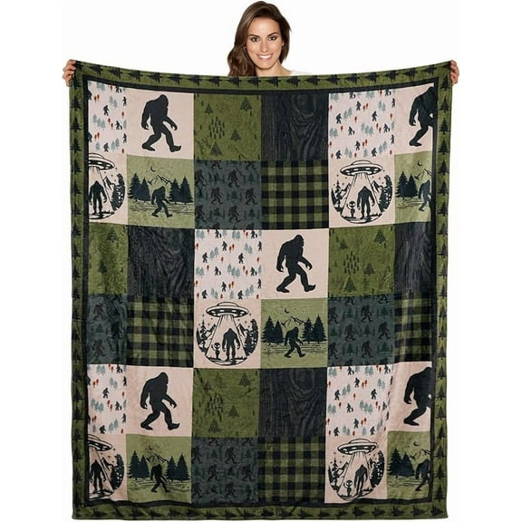 60×50inchBigfoot Blanket Sasquatch Throw Blanket for Adults Kids Funny Big Foot Stuff Sasquach Blankets Gifts for Men and Women