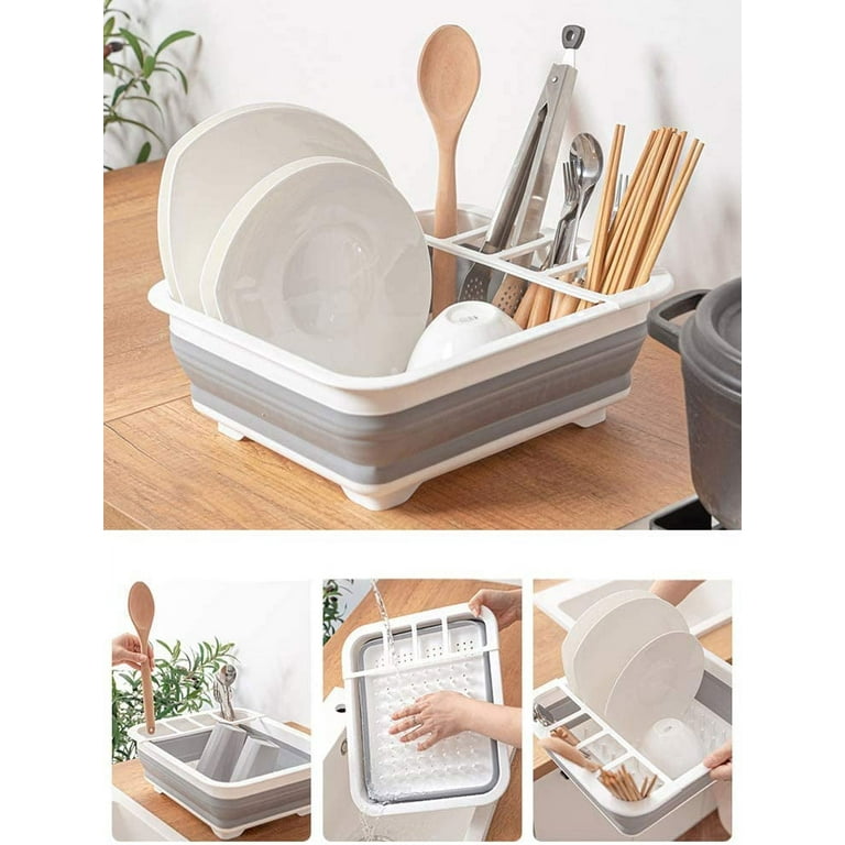 BNYD Plastic Collapsible Dish Drying Rack, Foldable Dinnerware