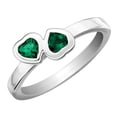 thumbnail image 1 of Lab-Created Emerald Double Heart Ring 2/5 Carat (ctw) in Sterling Silver, 1 of 4