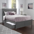 thumbnail image 1 of Lit Plateforme Grand en Bois Nantucket avec Pied de Lit et Tiroirs de Rangement, Gris, 1 of 16