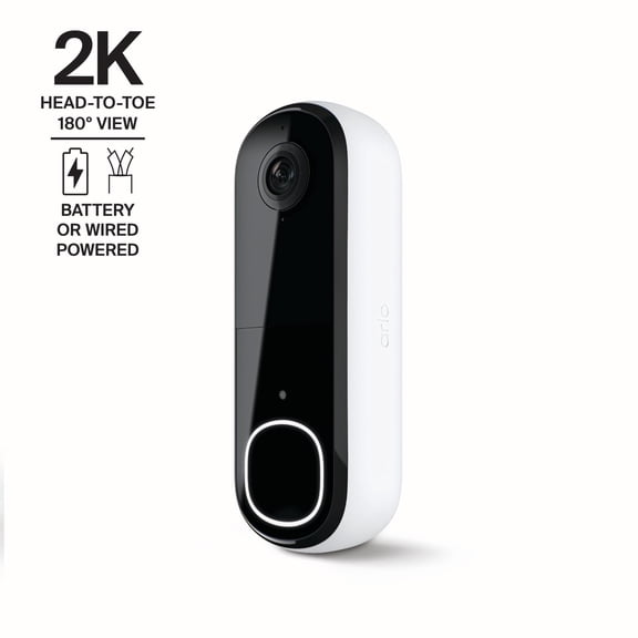 Arlo Video Doorbell 2K (2nd Gen) - 2K Battery/Wired Doorbell & Security Camera, Google Home & Alexa Compatible