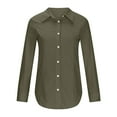 thumbnail image 5 of XuJwPNcy Womens Cotton Linen Button down Shirt Fall Casual Long Sleeve Solid Shirts Business Work Tops with Pockets, 5 of 7