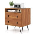 thumbnail image 2 of Costway 1 PCS 2-Drawer Nightstand with Storage Compartment. Metal Hairpin Legs for Living Room Walnut, 2 of 10