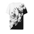 thumbnail image 5 of Camiseta para Mujer Camiseta Estampada Botón Manga Corta Diario Fin de Semana Moda Básica Cuello en V Top Regular Gris Oscuro / 3XL, 5 of 5