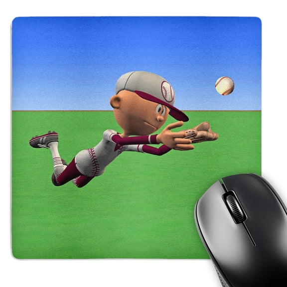 3dRose, Cartoon Baseball Player with Maroon White, MousePad