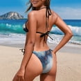 thumbnail image 5 of Uourmeti Women's Halter Neck Two-Piece Triangle Bikini - Blue Gold Marble Abstract Print, Quick Dry, Tie Side - Perfect for Beach Vacation & Pool Party, 5 of 9