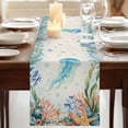thumbnail image 3 of Table Runners 90 Inches Long Dress Scarves, Jellyfish Coastal Farmhouse Coffee/Dining/Kitchen Table Runner for Living Room, Summer Nautical Starfish Coral Beige 13x90 Inch, 3 of 9