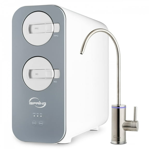 iSpring RO800G Tankless Reverse Osmosis System, 800 GPD Under Sink Water Filter with 2.5:1 Pure to Drain Ratio, TDS & PFAS Reduction, Space Saving Design, Includes Brushed Nickel Faucet