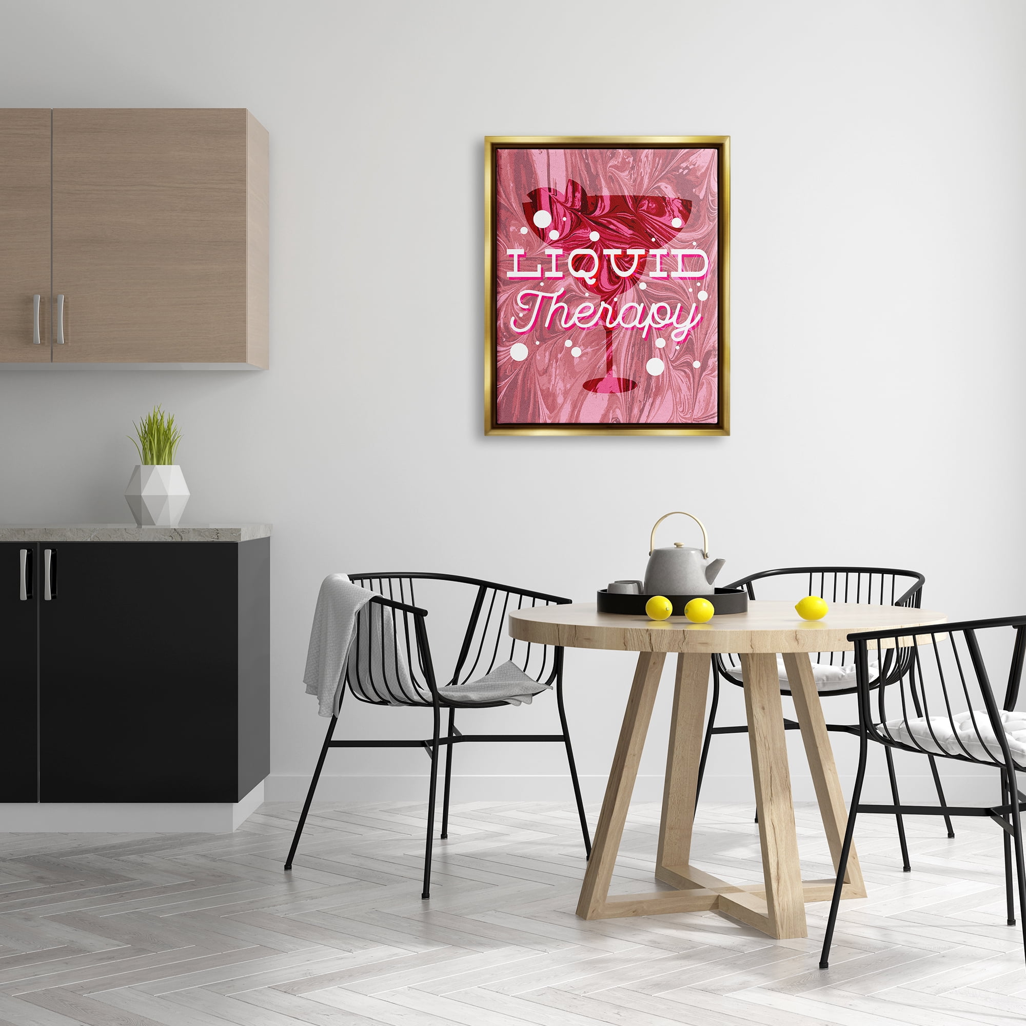 Stupell Industries Liquid Therapy Bold Pink Cocktail Food & Beverage Painting Gold Floater Framed Art Print Wall Art