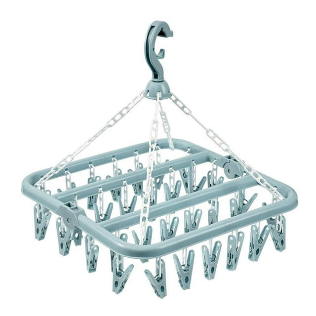 PFDDRW Clip and Drip HangerClothes Hanger Drying Rack32 Clips Plastic Hanging Drying RackSock Hangers Windproof Clip and Drip Hanger for Drying Socks Bras Towel Underwear Baby Clothes