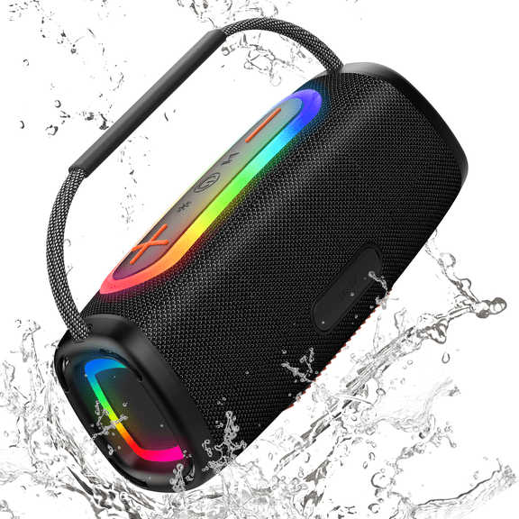 Bluetooth Speaker 6000mAh, 36H Playtime BT5.4 Portable Wireless Speaker with Loud Stereo Sound, IP6 Waterproof, 24W Portable Speaker with RGB Multi-Color Rhythm Lights for Outdoor/Home/Party as Gift