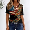 thumbnail image 5 of Women's 250th Anniversary Usa Shirt Independence Day Patriotic Star Stripe Print V-Neck Button Short Sleeve Top, 5 of 7