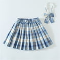 thumbnail image 3 of Cethrio Girls Pleated Skirts, Elastic Waist Cotton Stripe Dancing School Uniform Skirts Blue Size 5-6 T, 3 of 3