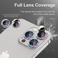 thumbnail image 4 of Dteck for Apple iPhone 15 Pro Max 3D Bling Diamond Ring Les Cover, Shockproof Drop Protection 9H Tempered Glass Camera Cover Metal Ring Case Friendly Scratch Resistant Camera Lens Protector, purple, 4 of 6