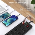thumbnail image 2 of Power Strip Surge Protector, SUPERDANNY 10 Wide Outlets with 4 USB Charging Ports,1875W/15A, Flat Plug,2800 Joules Surge Protection with 5 Ft Extension Cord for Home,Office, Black, 2 of 8