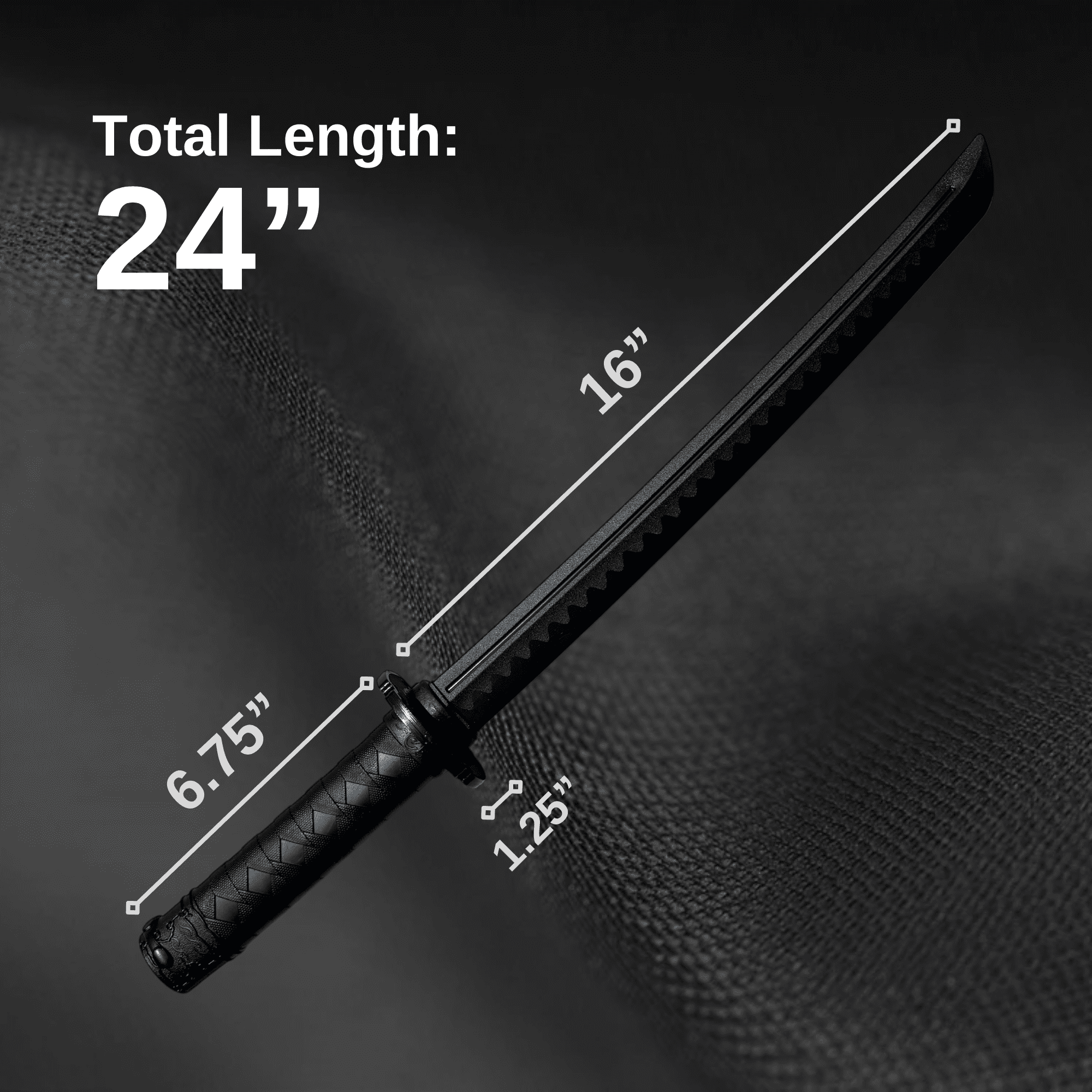 E-BOGU Polypropylene Wakizashi Katana Sword (23.5") with Sheath/Scabbard | Martial Arts Equipment | Practice Sword Set for Training