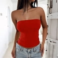 thumbnail image 4 of HOSIA Women's Strapless Bandeau Tube Top Casual Summer Slim Fit Sleeveless Basic Tank Camisole Stretchy Strapless Tube Tops Trendy Slimming Bandeau Camisole Going Out Workout Layering Red Xl, 4 of 6