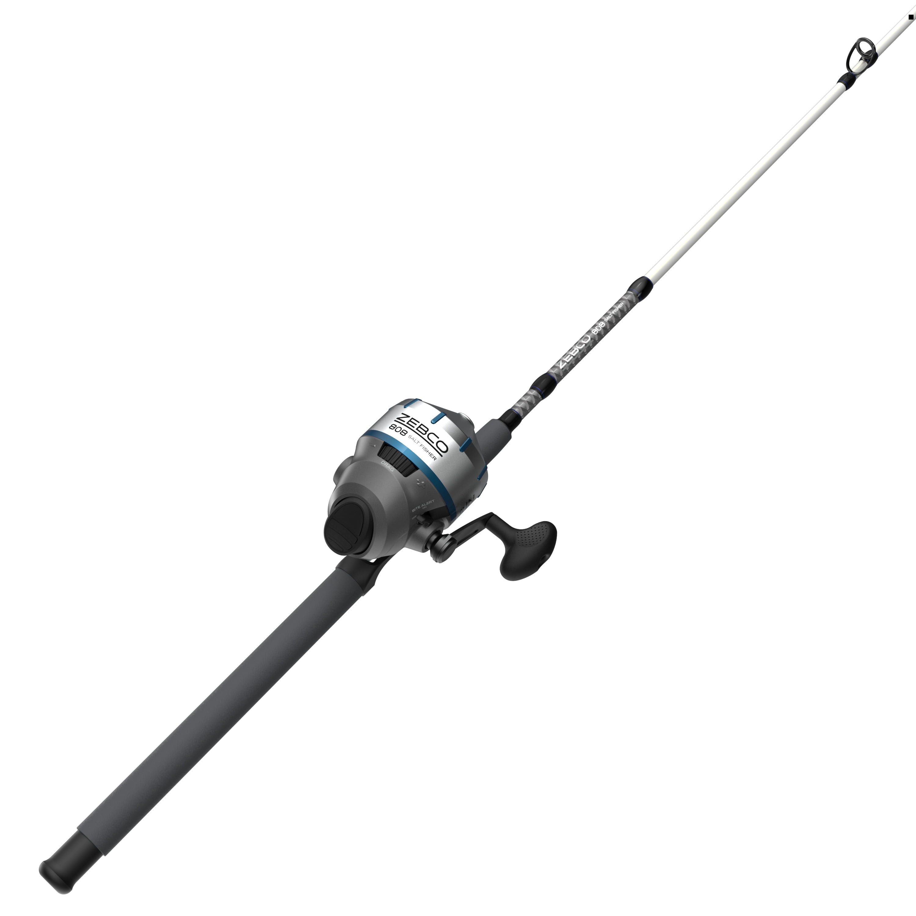 Zebco 808 Saltwater Spincast Reel and Fishing Rod Combo, 7-Foot 2-Piece Fishing Pole, Size 80 Reel, Changeable Right- or Left-Hand Retrieve, Pre-Spooled with 20-Pound Zebco Line, Black