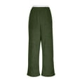 thumbnail image 6 of DPTALR Women's Solid Color Drawstring Furry Wide Leg Cuffed Warm Trousers,Green,Size L, 6 of 7