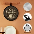 thumbnail image 6 of ZIATUBLES 2 PCS Pot Holders Oven Mitts Dual Function Heat Resistant Pot Mats with Breathable Cotton-like Lining Non-Slip Potholders 8 Inch Round Kitchen Decor, The Best Coffee Time Dark Brown, 6 of 7