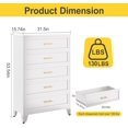 thumbnail image 2 of 5 Drawers Tall White Dresser for Bedroom, 52.16" Metal Dressers & Chests of Drawers Curved Corner Design, Storage Organizer Drawer Chest with Large Capacity for Living Room, Hallway, Entryway, 2 of 6