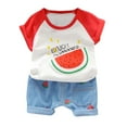 thumbnail image 2 of Boy Baby Clothes Toddler Boys Summer Outfits Children's Spring Cotton Rolled Printed Short Sleeved Basketball 0 3 6 12 18 24 Months Kids Pants Set Shirts & Shorts Sets 2 Piece, 2 of 5