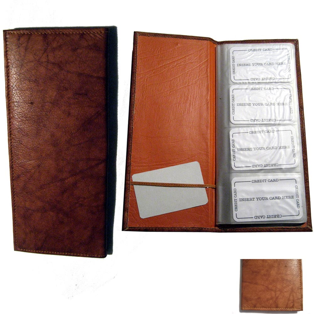 Genuine Leather Business Card Holder 160 Cards Organizer Book IDs Cards Brown !! 