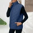 thumbnail image 5 of Moxiu Women's Quilted Vest Stand Collar Lightweight Zip Padded Gilet Sleeveless Puffer Down Vests Winter Warm with Zipper Pockets Blue,XXL, 5 of 9