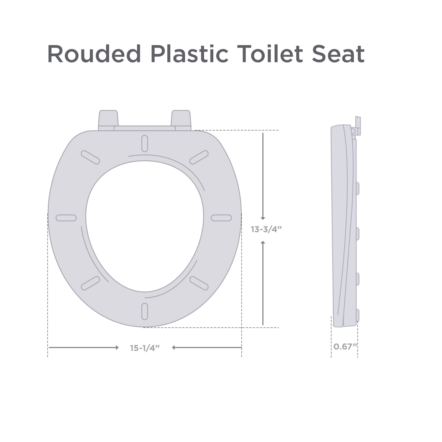 Round Plastic Toilet Seat with Adjustable Hinge, White