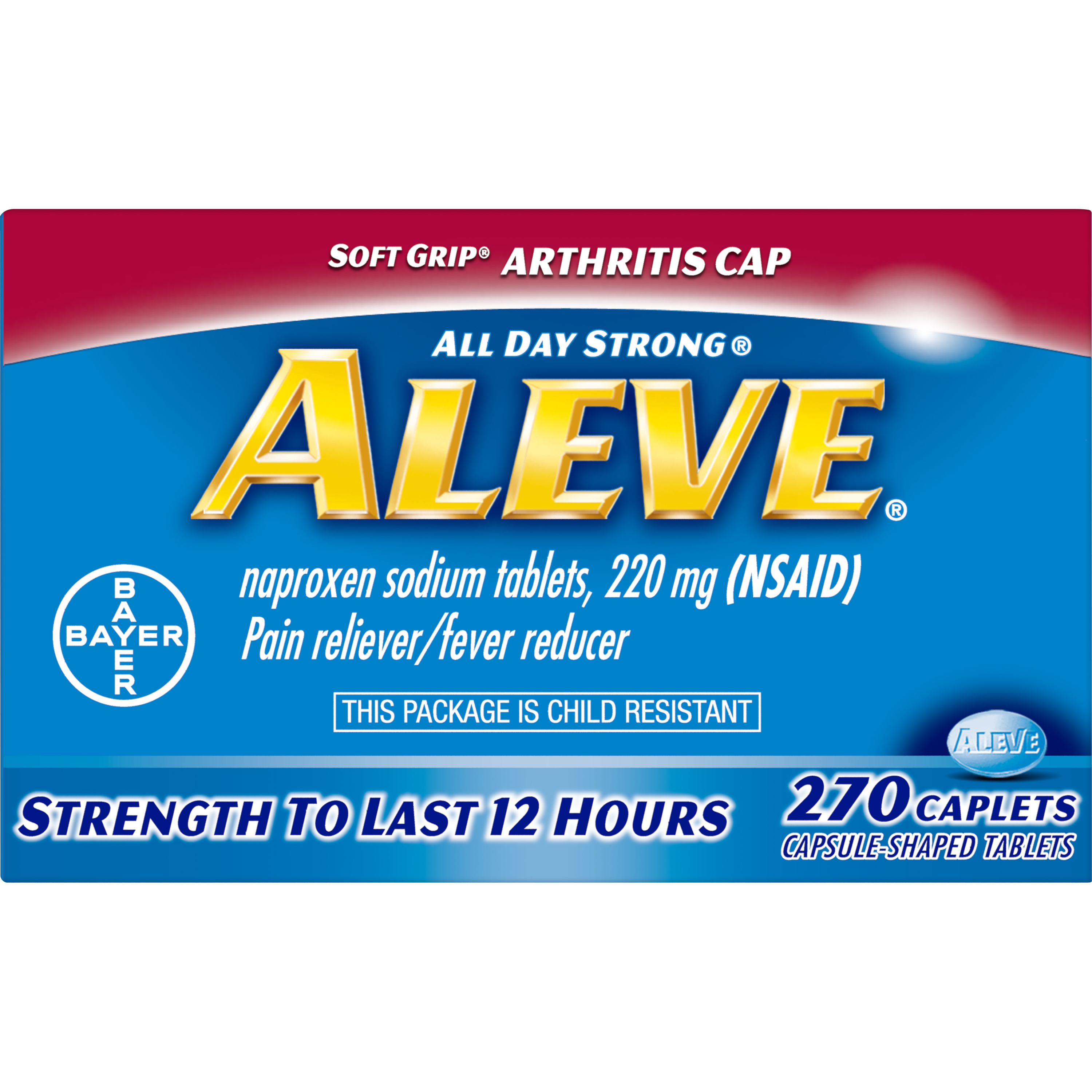 Aleve Soft Grip Arthritis Cap Pain Reliever/Fever Reducer 270 Caplets ...