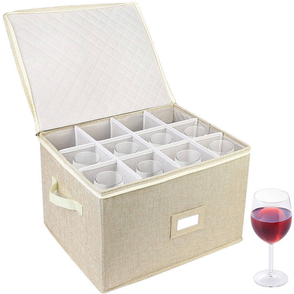 Wine Glass Stemware Storage Container Box Crystal Glassware Hard Shell