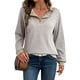 thumbnail image 3 of Camisetas de Larga de Moda de Otoño para Mujer, Sudaderas con Cuello en V y Botones de Patchwork, Tops Casuales Tipo Pulóver Crema M, 3 of 9