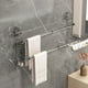 thumbnail image 1 of Retractable Double Rod Towel Rack | Suction Cup Bathroom Organizer | Rustproof Plastic & Stainless Steel | No-Drill Punch-Free Mount | Adjustable Storage | 37.5x24cm | Gray or White, 1 of 6