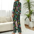 thumbnail image 4 of Ensembles de Pyjama Femmes Drôle Cactus Pyjamas Imprimé Plantes Manches Longues tic Ensembles de Pyjama 2 Pcs Esthétique Graphique H, 4 of 5