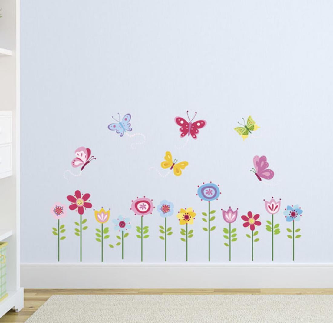 Bright Butterfly Garden Wall Decal Sticker - 10x18