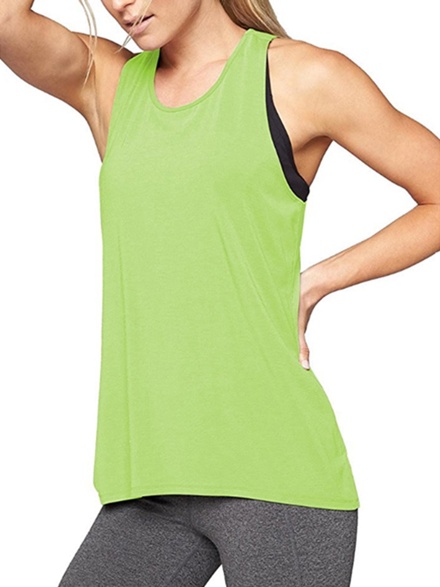 Workout Fitness Tops T Shirt For Women Loose Fit Racerback Tank Tops For Women Back Cross