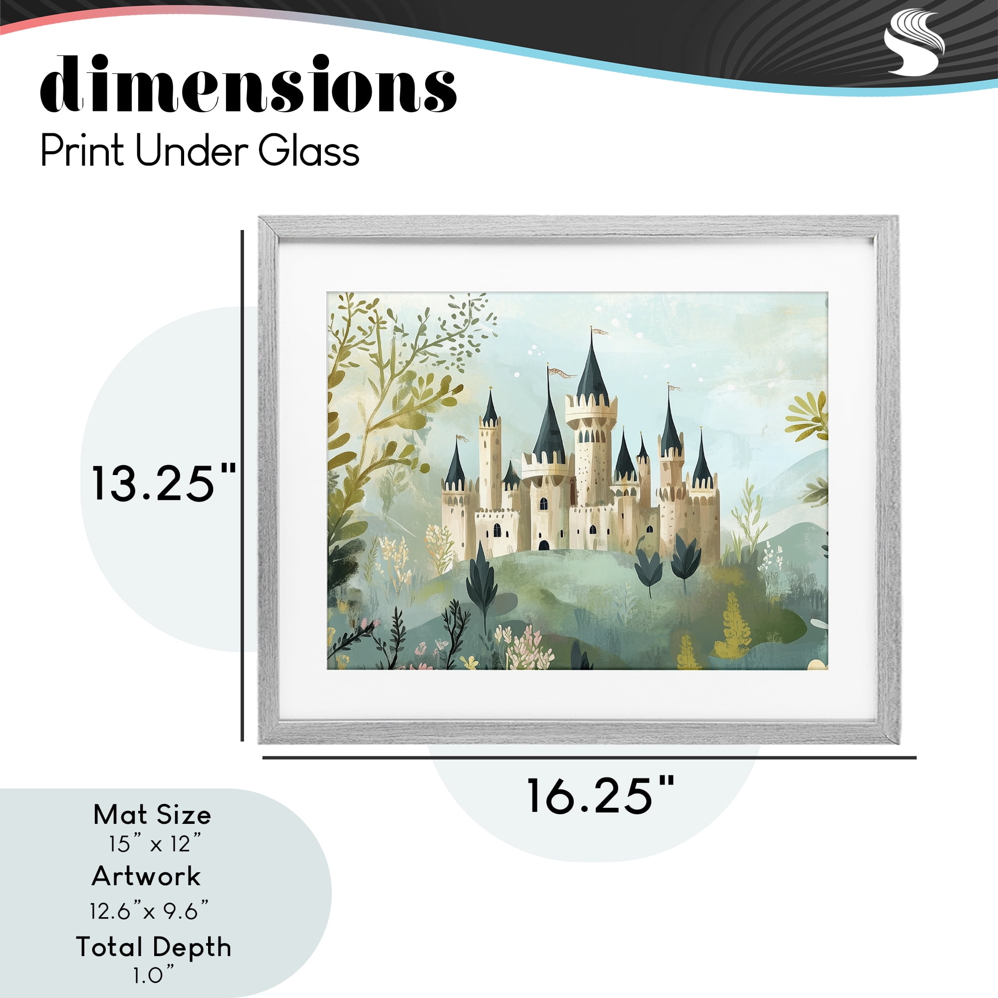 Stupell Industries Princess' Castle View Gray Framed Print Under Glass, design by Christine Simpson Art