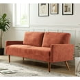 thumbnail image 3 of Cterwk Upholstered Velvet Sofa Couch with Wood Legs, 3 Seater Loveseat Sofa Living Room, Home, Apartment, Office, Orange, 3 of 8