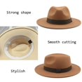 thumbnail image 4 of Sombrero Fedora de ala ancha para hombre y mujer, gorro clásico de color Beige con banda de cinta, ideal para bodas, iglesias, Invierno, 4 of 4