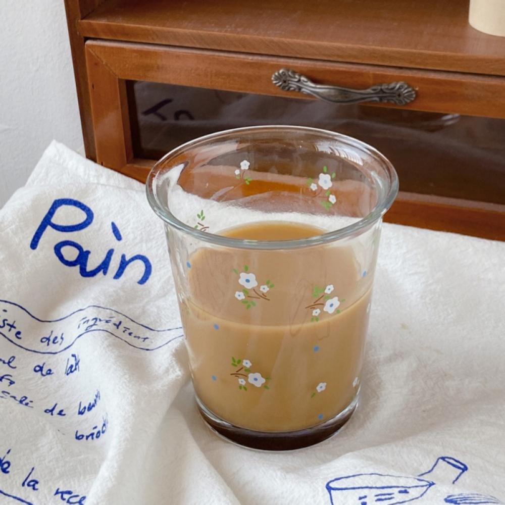 Korean Ins Floral Breakfast Cup Drinking Glasses Cups for Juice,Iced