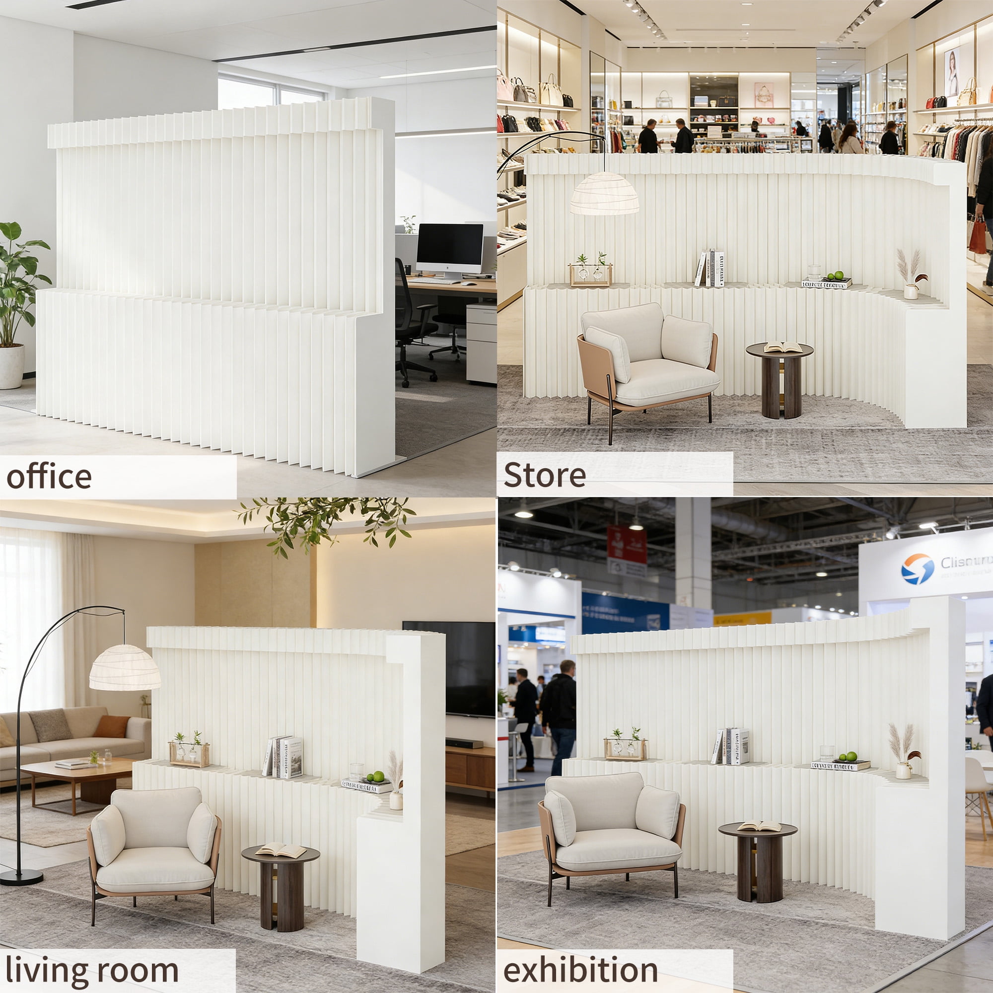 Room Divider Screen: Portable, Foldable Paper Wall with Display Stand | Partition for Booth, Office and Home Decor