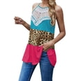 thumbnail image 3 of Women's Leopard Stitched Vest With Lace Off Shoulder Suspender, Summer Sleeveless Color Matching Sexy Tops for Beach Vacation, 3 of 6
